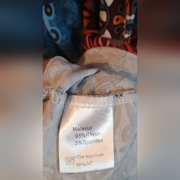 DB Moon Blue Multicolor Mandala Pattern Boho Short Sleeve Dress/Size L - Picture 10 of 11